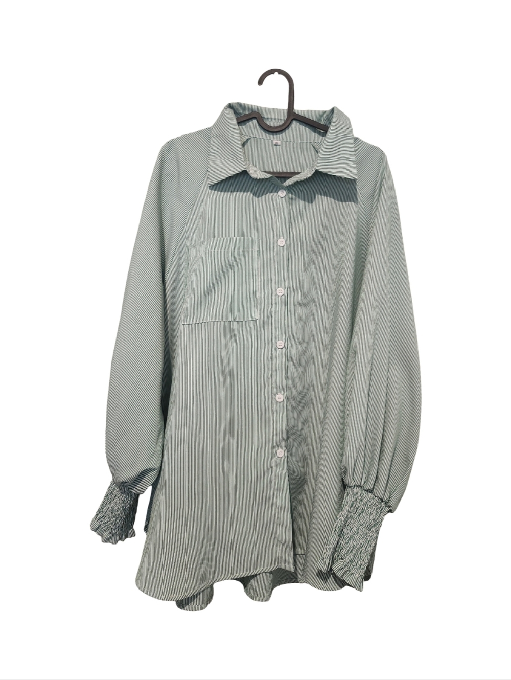 Striped Pocket Front Women's Shirt - Green & White
